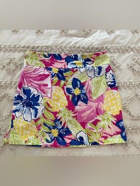 Rafaella Pink Floral Print Skorts with Blue & Yellow Accents.